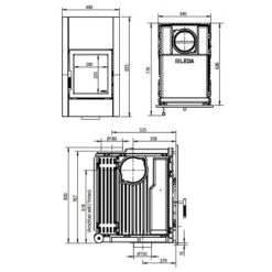 Kachelofeneinsatz Leda Brillant H4 14 KW -Brunner Verkäufe BRILLANT H4 mit Frontplatte 900x900