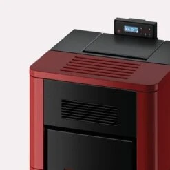 Pelletofen Cadel River Idro 16 | 16,1 KW Wasserführend -Brunner Verkäufe Cadel River Keramik Rot Detail 900x900