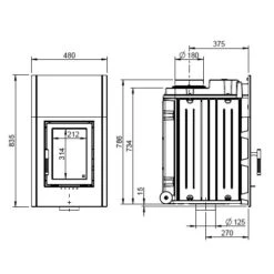 Kachelofeneinsatz Leda Diamant H20 10 KW -Brunner Verkäufe DIAMANT H20 etchn 900x900