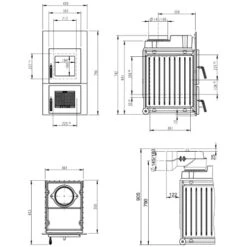 Kachelofeneinsatz Leda Rubin K18 7/8 KW -Brunner Verkäufe Kachelofeneinsatz Leda Rubin K18 skitze 900x900