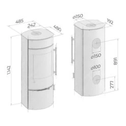 Kaminofen Drooff Andalo 3 M 6 KW -Brunner Verkäufe Kaminofen Drooff Andalo 3 M Stahl zeichnung 900x900