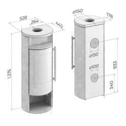 Kaminofen Drooff Aprica 2 Plus Trend 6 KW -Brunner Verkäufe Kaminofen Drooff Aprica 2 Plus Trend zeichnung 900x900