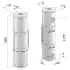 Kaminofen Drooff Brunello 2 L 6 KW -Brunner Verkäufe Kaminofen Drooff Brunello 2 L Stahl zeichnung 900x900
