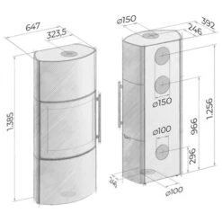 Kaminofen Drooff Catania 6 KW -Brunner Verkäufe Kaminofen Drooff Catania zeichnung 900x900