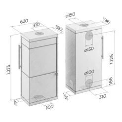 Kaminofen Drooff Livera Panorama M 8 KW -Brunner Verkäufe Kaminofen Drooff Livera Panorama M zeichnung 900x900
