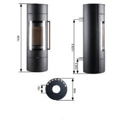 Kaminofen Novaline Aria 6 KW -Brunner Verkäufe Kaminofen Novaline Aria 6 skitzze 900x900