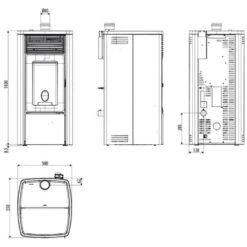 Pelletofen MCZ EGO Comfort Air 10 UP! M3 10 KW -Brunner Verkäufe MCZ Ego Air 8 UP M2 Abmessungen 900x900