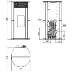 Pelletofen MCZ PAD Hydromatic 18 M2+ 17,7 KW Wasserführend -Brunner Verkäufe Pelletofen MCZ PAD Plain Hydromatic 18 24 M2 zeichnung 900x900