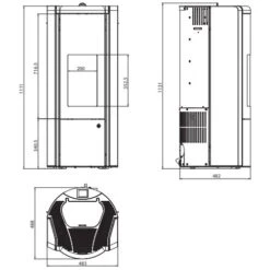 Pelletofen Olsberg Arina 3.0 | 6 KW Raumluftunabhängig -Brunner Verkäufe Pelletofen Olsberg Arina zeichnung 900x900