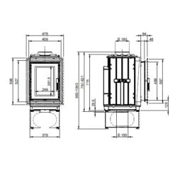 Kachelofeneinsatz Leda Turma H75 6 KW -Brunner Verkäufe TURMA H75 techn 900x900